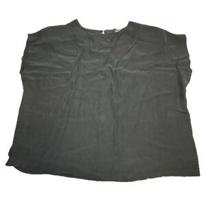 Synari Woman Vintage Black Boxy Short Sleeve Blouse Size 20 Made in USA 3296138